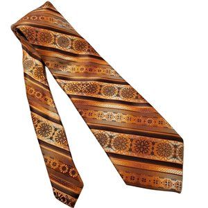 Stacy Adams Signature Gold Classic Style Tie Gold Orange Brown‎ Cream Stipes